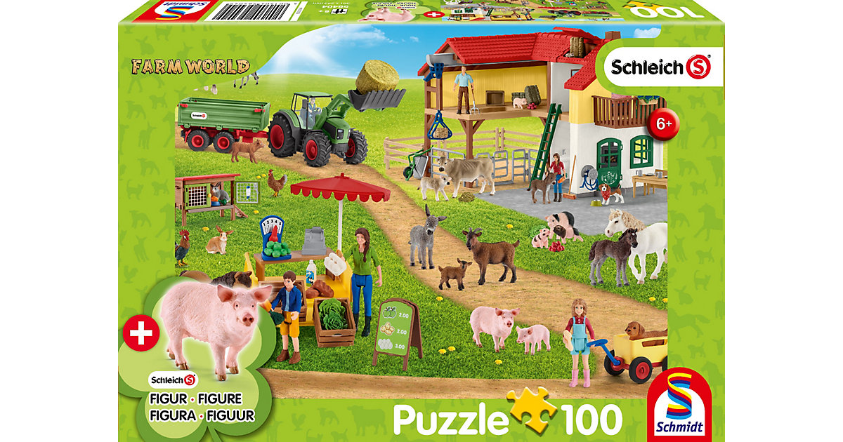 Puzzle Schleich Farm World inkl. Schleich-Figur - Bauernhof und Hofladen, 100 Teile von Schmidt Spiele