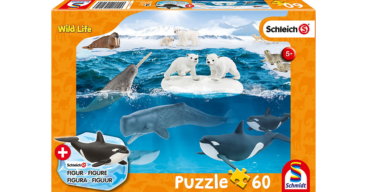 Puzzle Schleich Wild Life inkl. Schleich-Figur - In der Arktis, 60 Teile von Schmidt Spiele