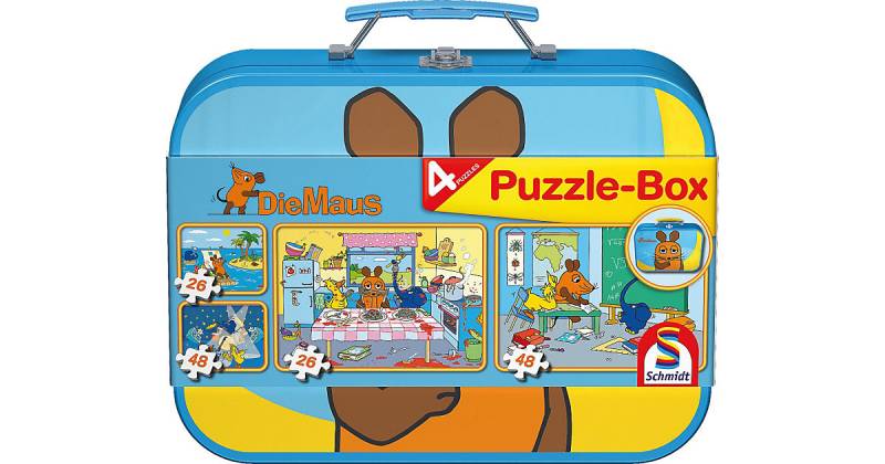 Puzzlekoffer 2 x 26 und 2 x 48 Teile Die Maus von Schmidt Spiele