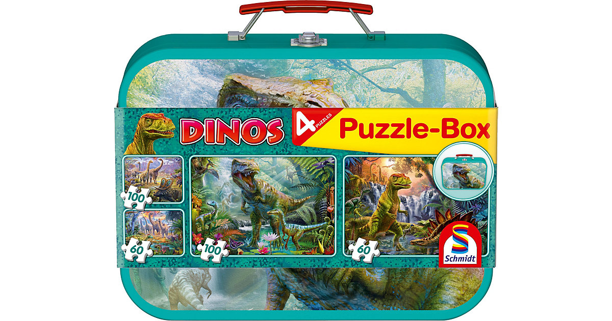 Puzzlekoffer 2 x 60 + 2 x 100 Teile Dinos von Schmidt Spiele