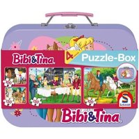 SCHMIDT SPIELE 55609 Kinderpuzzle 2 x 100 und 2 x 150 Teile Bibi & Tina: Lila im Metallkoffer von Schmidt Spiele