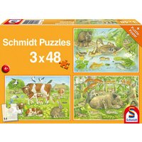 SCHMIDT SPIELE 56222 Tierfamilien, 3x48 Teile von Schmidt Spiele
