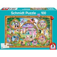 SCHMIDT SPIELE 56371 Kinderpuzzle 100 Teile Animal Club - Einhorn-Tierwelt von Schmidt Spiele