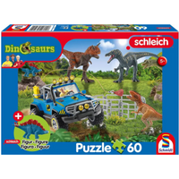 SCHMIDT SPIELE 56461 Kinderpuzzle 60 Teile Schleich ®: Dinosaurs – Urzeit-Giganten, 60 Teile Kinderpuzzle mit Add-on (eine Original Baby Stegosaurus mini Figur) von Schmidt Spiele