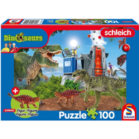 SCHMIDT SPIELE 56462 Kinderpuzzle 100 Teile - Schleich ®: Dinosaurs – Dinosaurier der Urzeit, 100 Teile Kinderpuzzle mit Add-on (eine Original Saichania mini Figur) von Schmidt Spiele