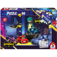 SCHMIDT SPIELE 56487 Kinderpuzzle 60 Teile DC Batwheels: Bam, Batwing, Bibi, Buff und Redbird in der Bathöhle von Schmidt Spiele