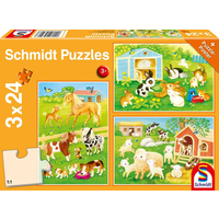 SCHMIDT SPIELE 56518 Kinderpuzzle 3 x 24 Teile Niedliche Haustiere von Schmidt Spiele