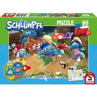 SCHMIDT SPIELE 56522 Kinderpuzzle 60 Teile, Azrael in Schlumpfhausen, mit Add-on (2 Figuren) von Schmidt Spiele