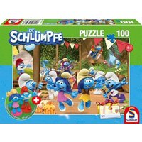 SCHMIDT SPIELE 56523 Kinderpuzzle 100 Teile Verschlumpfte Party, mit Add-on (2 Figuren) von Schmidt Spiele