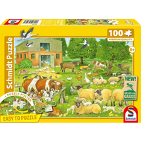 SCHMIDT SPIELE 56528 Kinderpuzzle 100 Teile Tierkinder auf dem Bauernhof von Schmidt Spiele