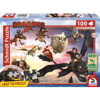 SCHMIDT SPIELE 56547 Kinderpuzzle 100 Teile Dragons, Drachenreiter in Aktion von Schmidt Spiele