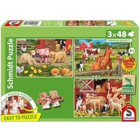 SCHMIDT SPIELE 56579 Kinderpuzzle 3 x 48 Teile Tiere auf dem Bauernhof von Schmidt Spiele