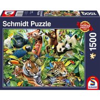 SCHMIDT SPIELE 57385 Kunterbunte Tierwelt, Puzzle 1.500 Teile von Schmidt Spiele