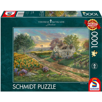 SCHMIDT SPIELE 58779 Erwachsenenpuzzle 1000 Teile. TThomas Kinkade Studios: Sonnenblumenfelder von Schmidt Spiele