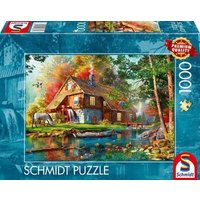 SCHMIDT SPIELE 58881 Puzzle 1000 Teile Wassermühle im Herbst von Schmidt Spiele