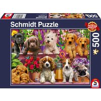 SCHMIDT SPIELE 58973 Puzzle 500 Teile Hunde im Regal von Schmidt Spiele
