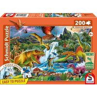 Schmidt 56535 - Faszinierende Urzeitriesen, Dinosaurier-Puzzle mit Poster, 200 Teile aus NATPAX® Graspappe von Schmidt Spiele