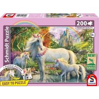 Schmidt 56540 - Einhornstute mit zwei Fohlen, Puzzle mit Poster, 200 Teile aus NATPAX® Graspappe von Schmidt Spiele