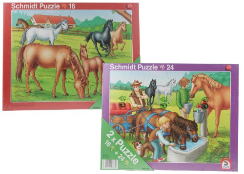 Schmidt Spiele 2er-Set Rahmenpuzzle Pferde 16 und 24 Teile von Schmidt Spiele