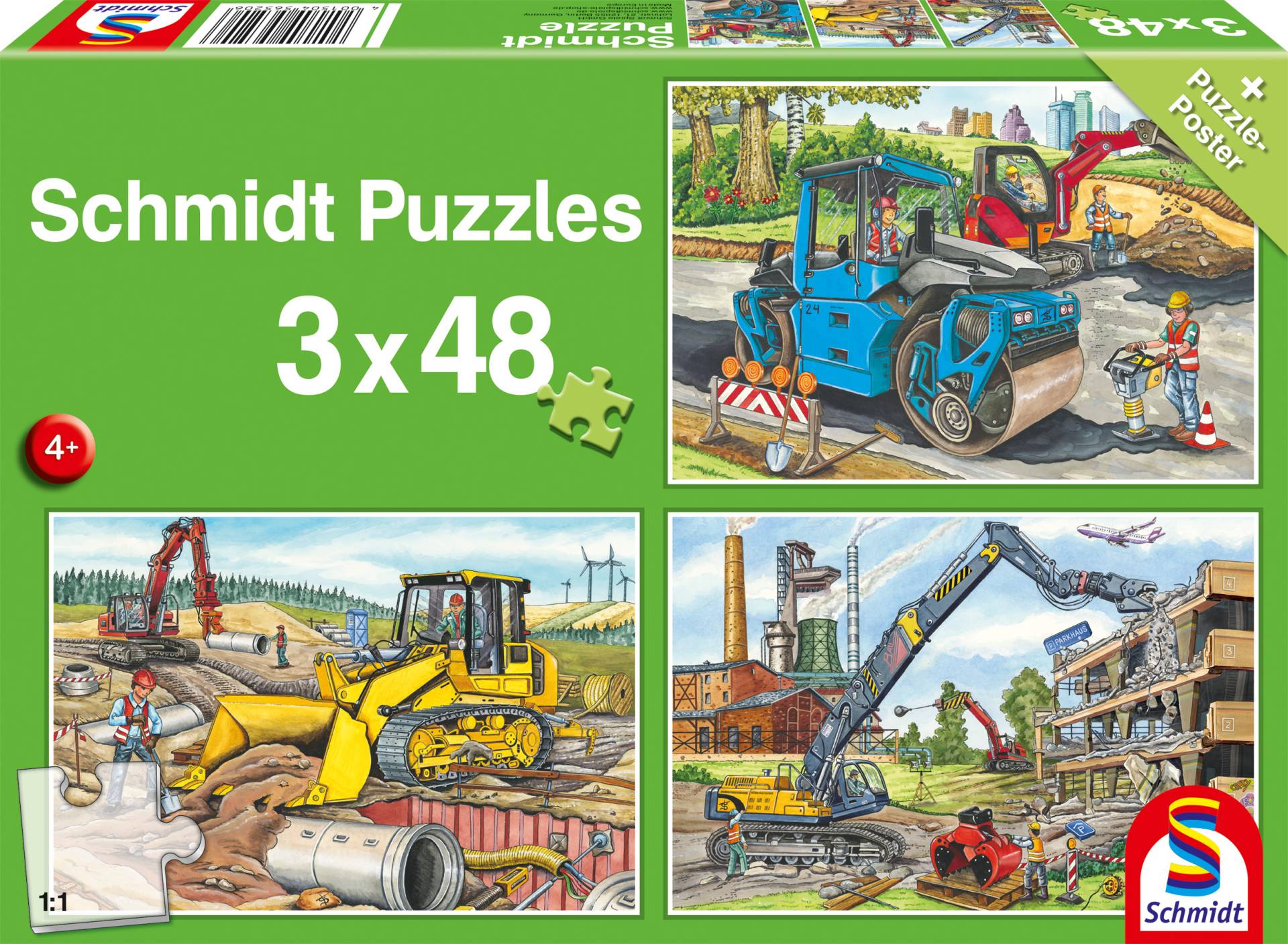 Schmidt Spiele 3 Puzzles - Meine Liebsten Baustellenfahrzeuge 48 Teile Puzzle Schmidt-Spiele-56520 von Schmidt Spiele