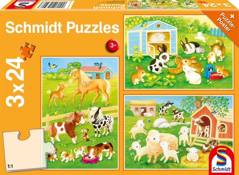 Schmidt Spiele 3 Puzzles - Niedliche Haustiere 24 Teile Puzzle Schmidt-Spiele-56518 von Schmidt Spiele