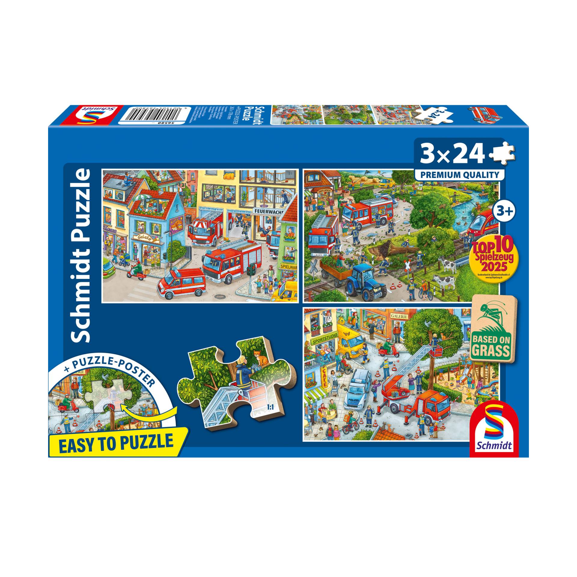 Schmidt Spiele 3 Puzzles - Pompiers 24 Teile Puzzle Schmidt-Spiele-56580 von Schmidt Spiele