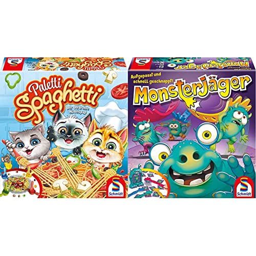 Schmidt Spiele 40626 Paletti Spaghetti, Aktionsspiel für Kinder und Erwachsene & 40557 Monsterjäger, Aktionsspiel, bunt von Schmidt Spiele