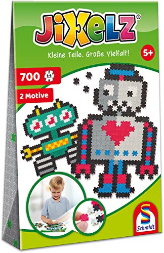 Schmidt Spiele 46114 Jixelz, Roboter, 700 Teile, 2 Motive, Kinder-Bastelsets, Kinderpuzzle von Schmidt Spiele