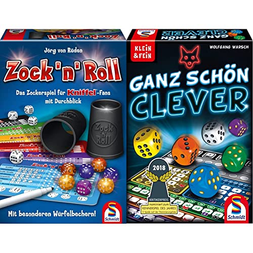 Schmidt Spiele 49320 Zock'n'Roll & 49340 Ganz Schön Clever, Würfelspiel aus der Serie Klein & Fein, bunt von Schmidt Spiele
