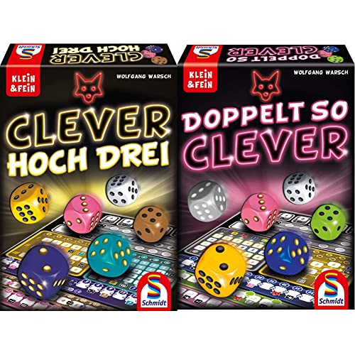 Schmidt Spiele 49384 Clever hoch DREI, Würfelspiel aus der Serie Klein & Fein & 49357 Doppelt so clever, Würfelspiel aus der Serie Klein & Fein, bunt von Schmidt Spiele