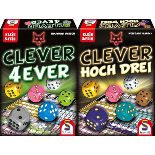 Schmidt Spiele 49424 Clever 4-Ever & 49384 Clever hoch DREI, Klein & Fein Serie, Würfelspiel für 1-4 Spieler ab 8 Jahren Schmidt Spiele 49424 Clever 4-Ever & 49384 Clever hoch DREI, Klein & Fein Serie, Würfelspiel für 1-4 Spieler ab 8 Jahren von Schmidt