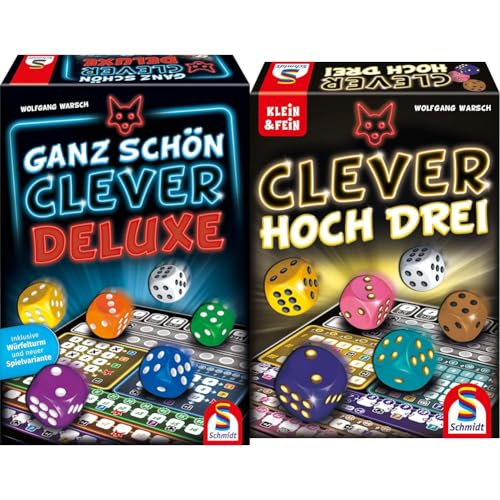 Schmidt Spiele 49443 Ganz schön Clever Deluxe, Würfelspiel, Familienspiel & 49384 Clever hoch DREI, Würfelspiel aus der Serie Klein & Fein Schmidt Spiele 49443 Ganz schön Clever Deluxe, Würfelspiel, Familienspiel & 49384 Clever hoch DREI, Würfelspiel aus der Serie Klein & Fein von Schmidt