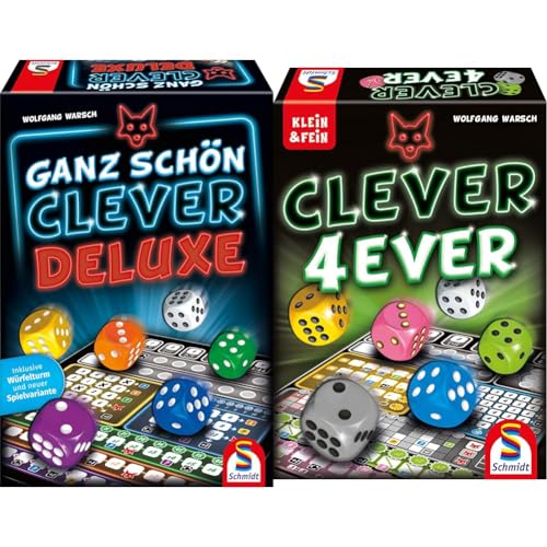 Schmidt Spiele 49443 Ganz schön Clever Deluxe, Würfelspiel, Familienspiel & 49424 Clever 4-Ever, Klein und Fein Serie, Würfelspiel, bunt Schmidt Spiele 49443 Ganz schön Clever Deluxe, Würfelspiel, Familienspiel & 49424 Clever 4-Ever, Klein und Fein Serie, Würfelspiel, bunt von Schmidt