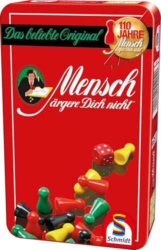 Schmidt Spiele 51204 Mensch ärgere Dich Nicht, Bring Mich mit Spiel in der Metalldose, Bunt von Schmidt