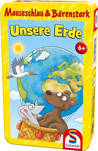 Schmidt Spiele 51453 Mauseschlau & Bärenstark, Unsere Erde, Reisespiel in der Metalldose von Schmidt Spiele
