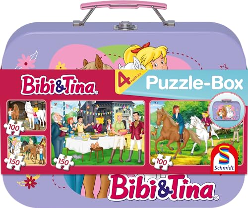 Schmidt Spiele 55609 Bibi und Tina, Puzzle im Metallkoffer, 2x100 und 2x150 Teile Kinderpuzzle, bunt Schmidt Spiele 55609 Bibi und Tina, Puzzle im Metallkoffer, 2x100 und 2x150 Teile Kinderpuzzle, bunt von Schmidt