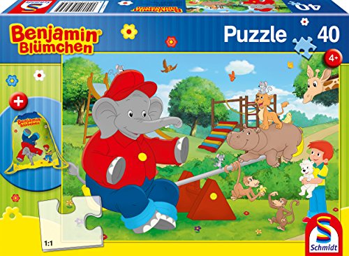 Schmidt Spiele 56262 56262-Benjamin Blümchen, Kinderpuzzle mit Turnbeutel, 40 Teile, bunt von Schmidt Spiele