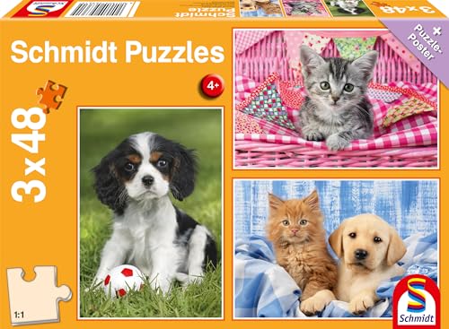 Schmidt Spiele 56361 Meine liebsten Haustierbabys, 3x48 Teile Kinderpuzzle von Schmidt