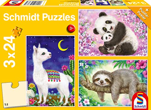 Schmidt Spiele 56368 Panda, Lama, Faultier, 3x24 Teile Kinderpuzzle, Mehrfarbig von Schmidt Spiele