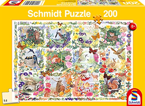 Schmidt Spiele 56422 Mit Tieren und Blumen durch die Jahreszeiten, 200 Teile Kinderpuzzle, bunt von Schmidt Spiele