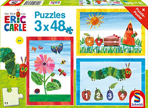 Schmidt Spiele 56431 Die Welt der kleinen Raupe Nimmersatt, 3x48 Teile Kinderpuzzle, bunt von Schmidt Spiele