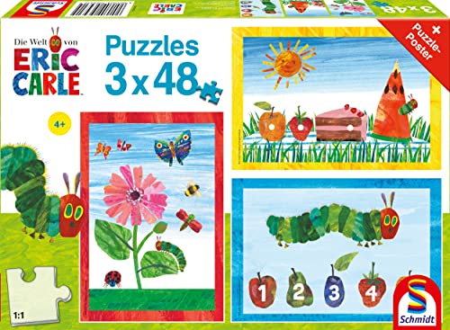 Schmidt Spiele Die Welt der kleinen Raupe Nimmersatt, 3x48 Teile Kinderpuzzle von Schmidt