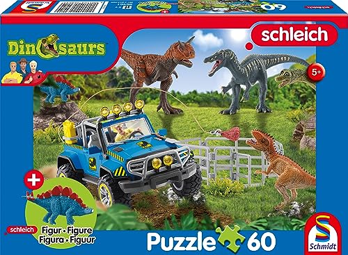 Schmidt Spiele 56461 Dinosaurs, Urzeit-Giganten, 60 Teile, mit Add-on (eine Original Figur Baby Stegosaurus) Kinderpuzzle von Schmidt