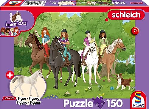 Schmidt Spiele 56464 Horse Club, Ausritt ins Grüne, 150 Teile, mit Add-on (eine Original Figur Holstein Fohlen) Kinderpuzzle von Schmidt Spiele