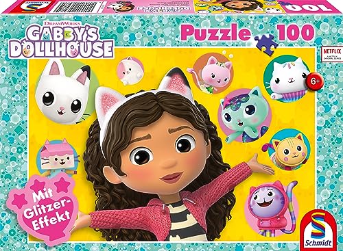 Schmidt Spiele 56475 Glitzerpuzzle, Gabbby und ihre Freunde, 100 Teile Kinderpuzzle von Schmidt Spiele