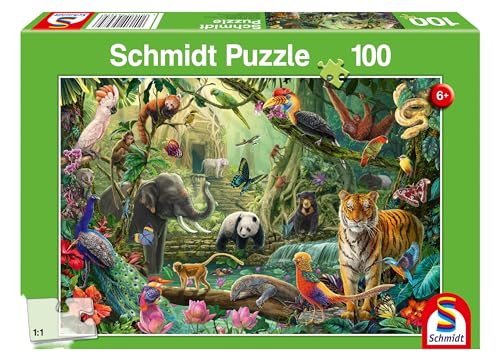 Schmidt Spiele 56485 Bunte Tierwelt im Dschungel, 100 Teile Kinderpuzzle von Schmidt Spiele