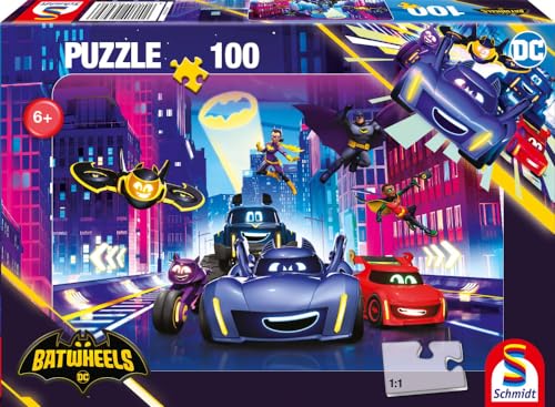 Schmidt Spiele 56489 Batwheels, Turbogeladene Action in Gotham City, 100 Teile Kinderpuzzle, bunt von Schmidt Spiele