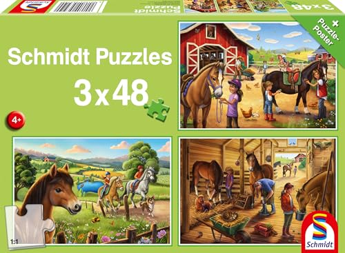 Schmidt Spiele 56519 Meine Lieblingspferde, 3x48 Teile Kinderpuzzle, Mehrfarbig von Schmidt
