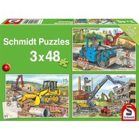 Schmidt Spiele 56520 - Meine liebsten Baustellenfahrzeuge, Kinderpuzzle Standard 3x48 Teile von Schmidt Spiele