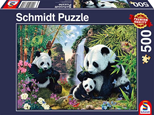 Schmidt Spiele 57380 Pandafamilie am Wasserfall, 500 Teile Puzzle, Mehrfarbig von Schmidt Spiele